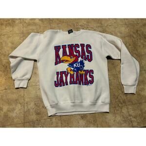 Vintage Kansas Jayhawks White Sweatshirt Jansport Large